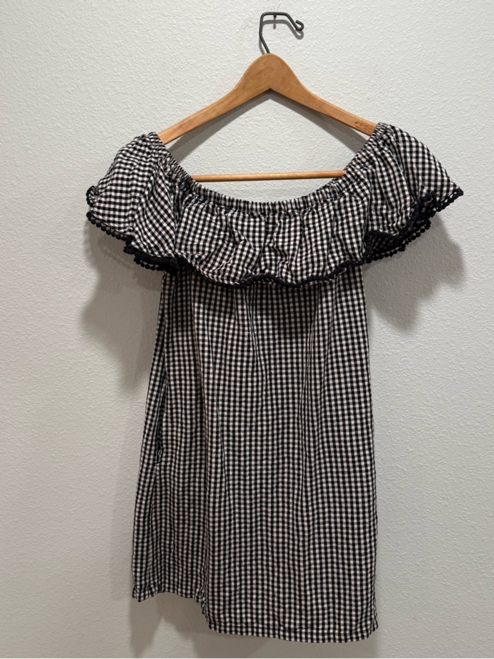 Tommy Bahama Black and White Gingham Off-Shoulder Dress - Kids